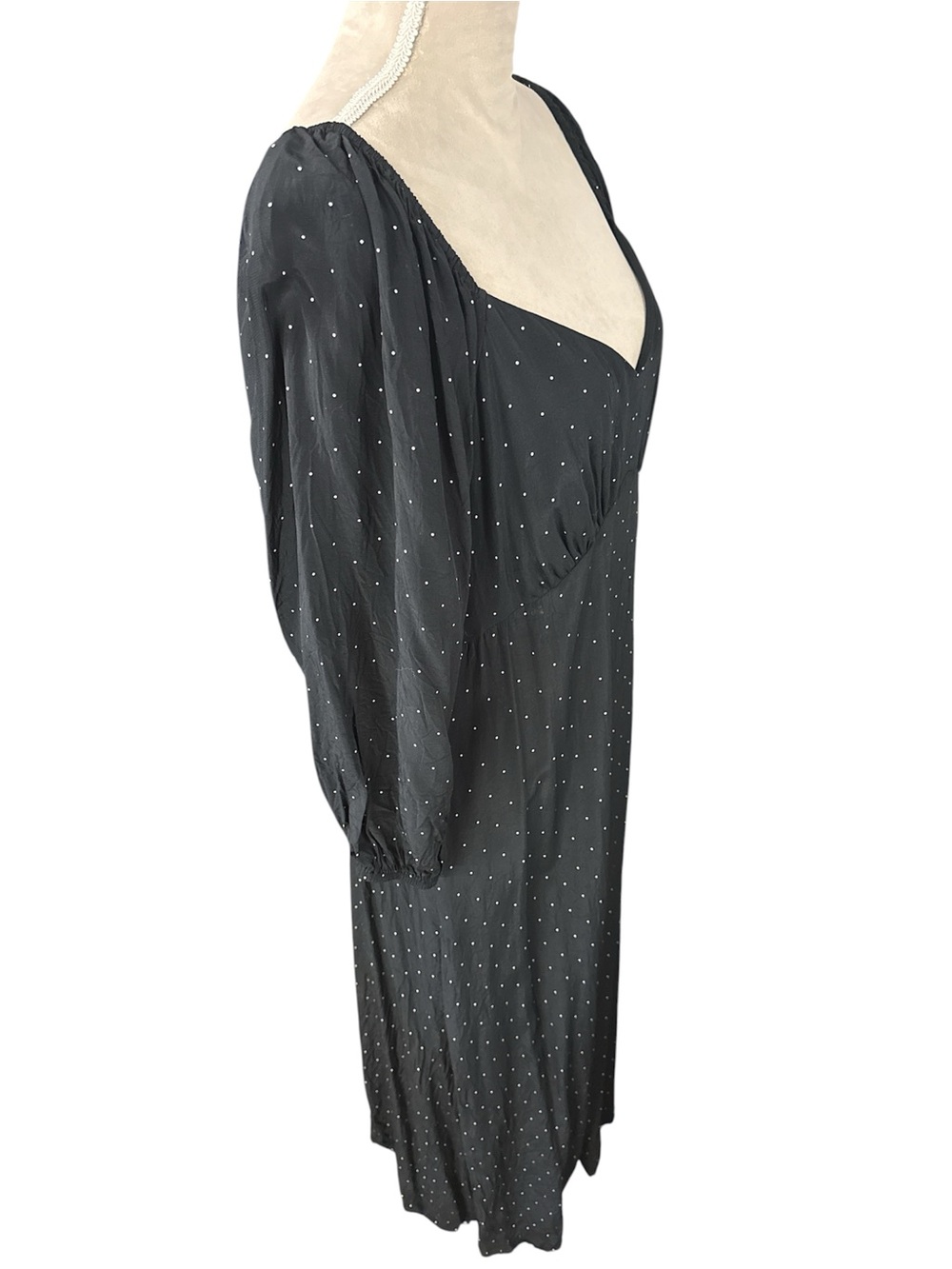 a new day Black Maxi Dress with Puff Sleeves and Dot Print - Picture 4 of 6